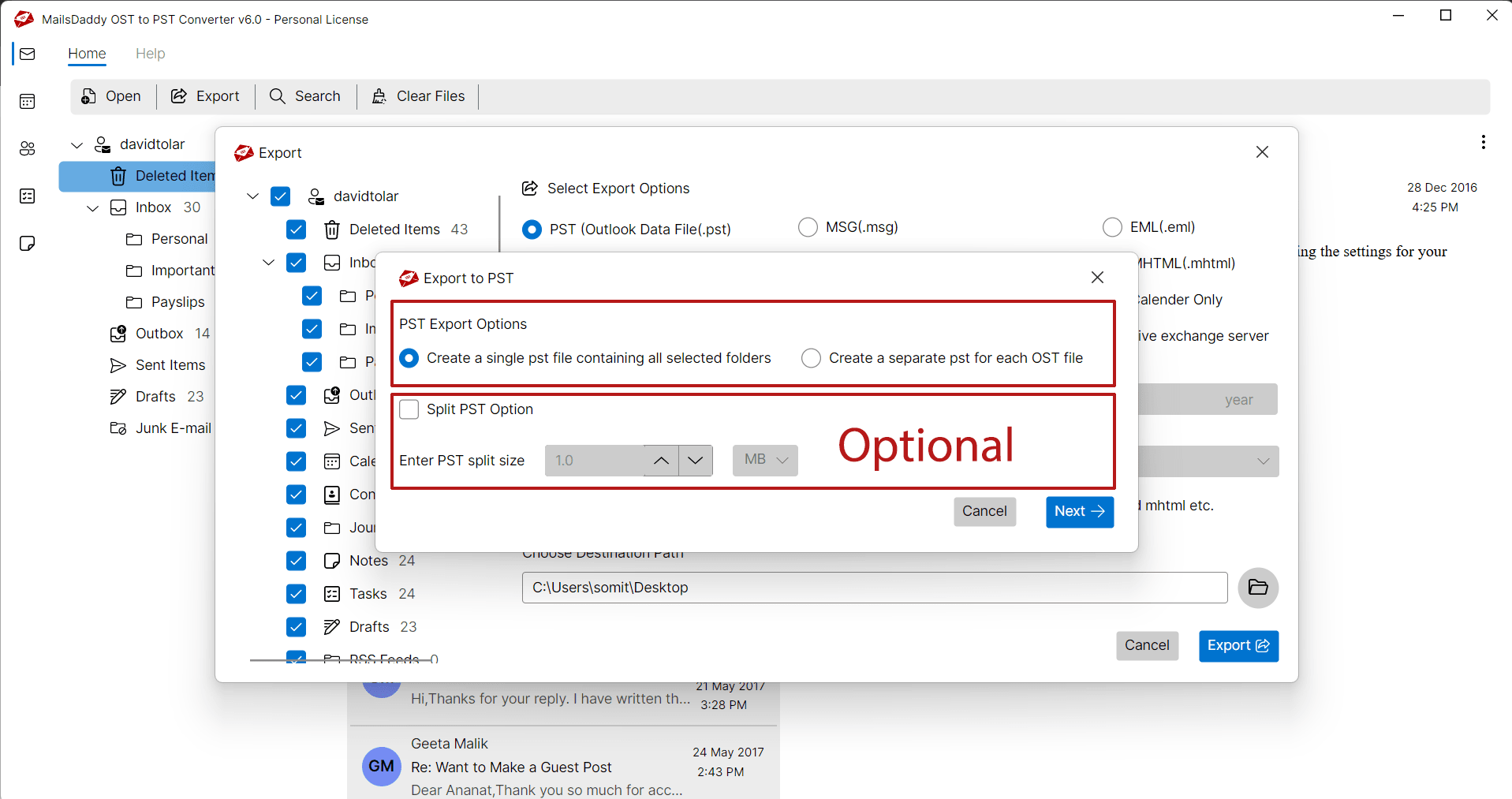split pst file