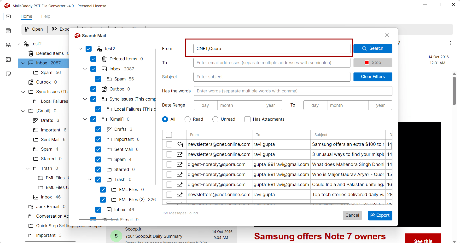 multiple keyword exprot