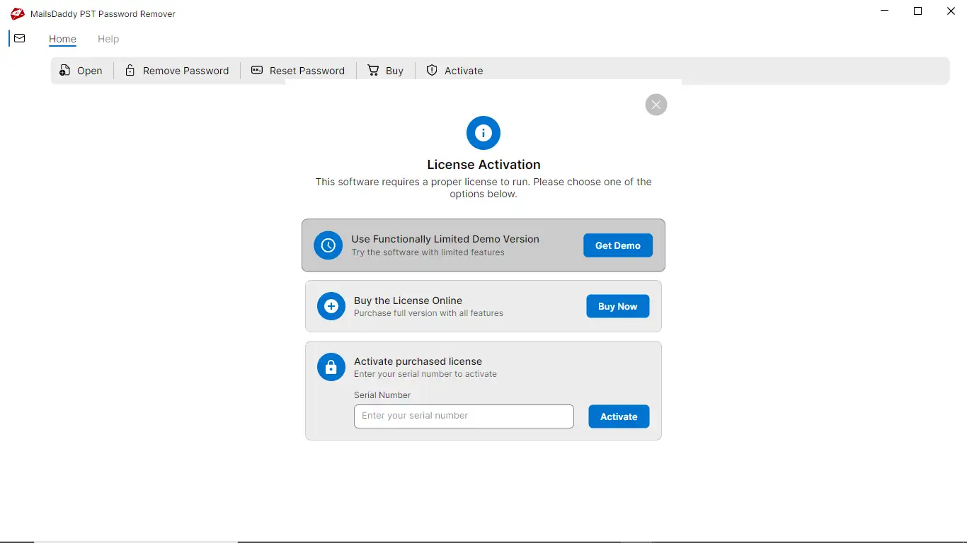 Launch PST Password Remover
