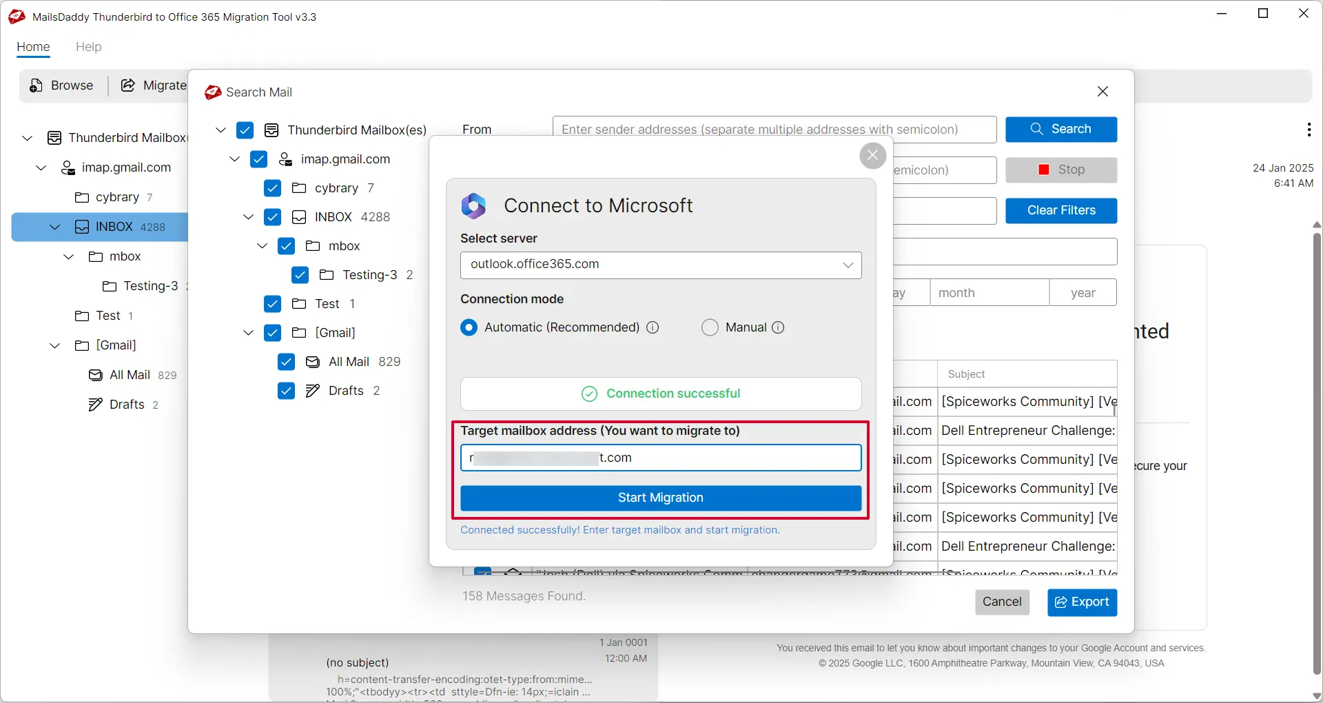 export thunderbird to office direct