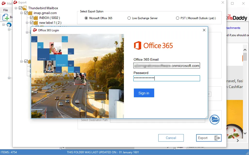 how to import thunderbird to office 365